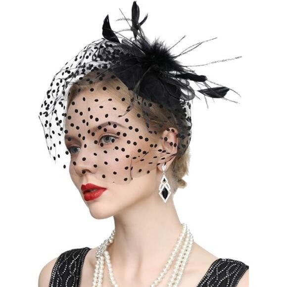 Fascinator Hats for Women 20s 50s Vintage Pillbox Hat - Picture 5 of 5